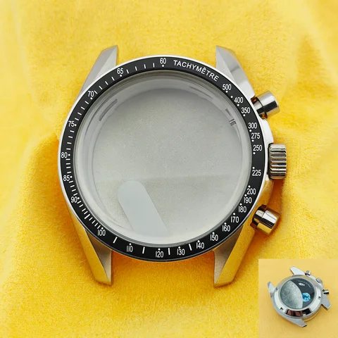 VK63 Cases Moon Case Watch 39.7MM Metal Case Moon Pattern Back VK63 Chronograph Case Fits For Speed Master VK63 Case VK64 Case