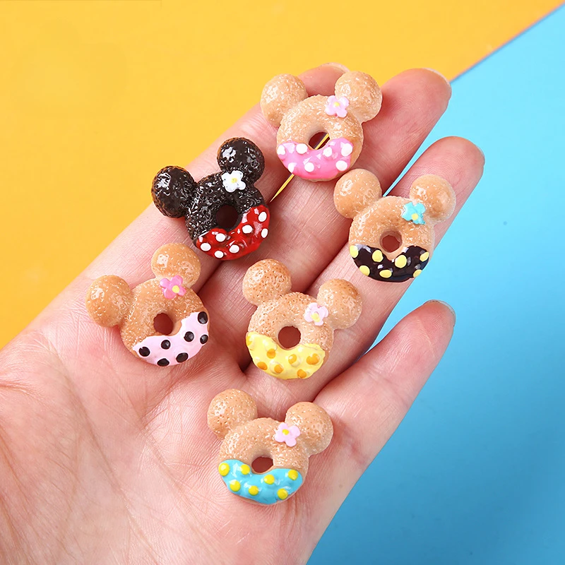 10pcs Kawaii Resin Mini Planar Donuts Cabochon Flatback Embellishments Flat Back Scrapbooking Accessories Charm Diy Decoration