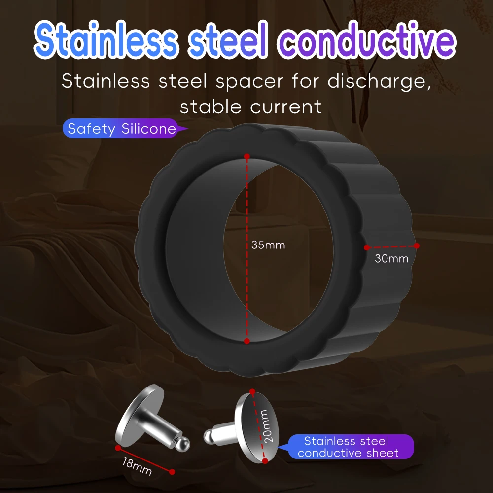 صدمة كهربائية ذكر القضيب قفل خاتم الديك الانتصاب تأخير القذف صدمة كهربائية حلقة القضيب قابلة لإعادة الاستخدام الكرة نقالة لعبة الجنس