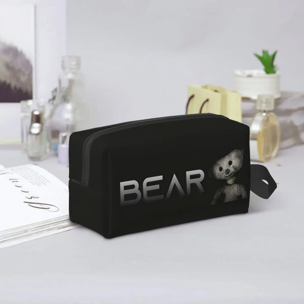 

Bear Alpha Makeup Bag Cosmetic Organizer Storage Dopp Kit Toiletry Cosmetic Bag for Women Beauty Travel Pencil Case