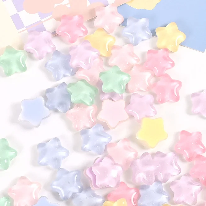 20pcs/lot New Resin candy color Stars Flat Back Cabochons Scrapbooking DIY Jewelry Craft Decoration Accessories