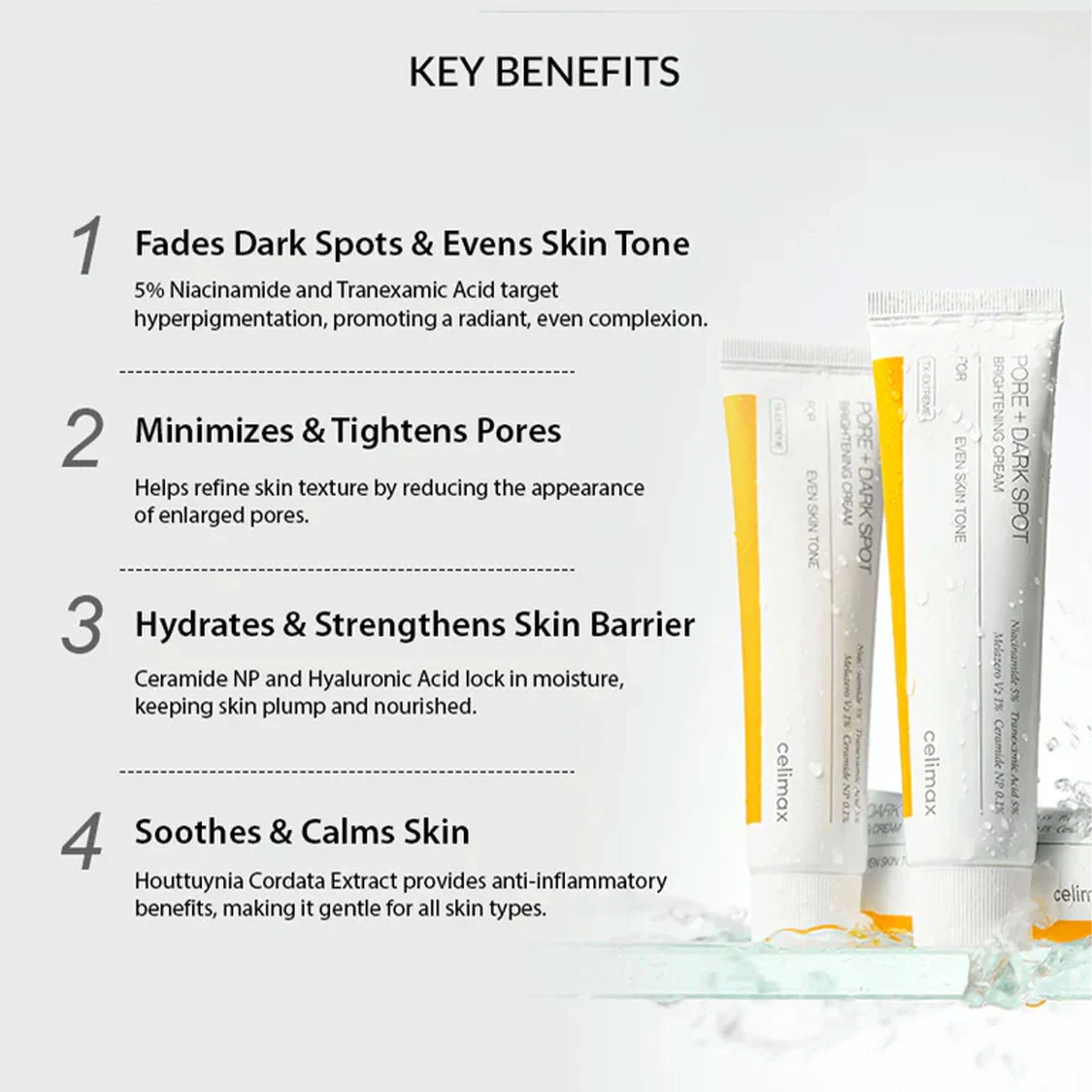 Celimax PORE+DARK SPOT BRIGHTENING CREAM,Balances Skin Tone & Fades Dark Spots,Brightens Dull Skin,​​Korean Skinca,Korean Makeup