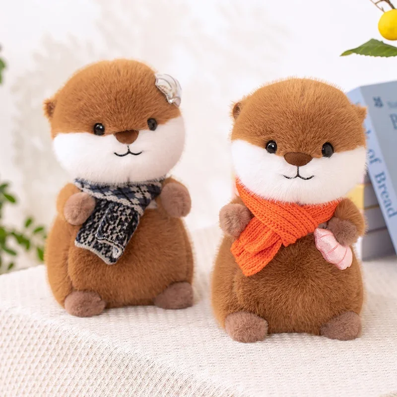 

Cuddly Lifelike Baby Otter Plush Toys High Quality Cozy Fluffy Scarf Otter Doll Lovely Children Companion Doll Desktop Pets