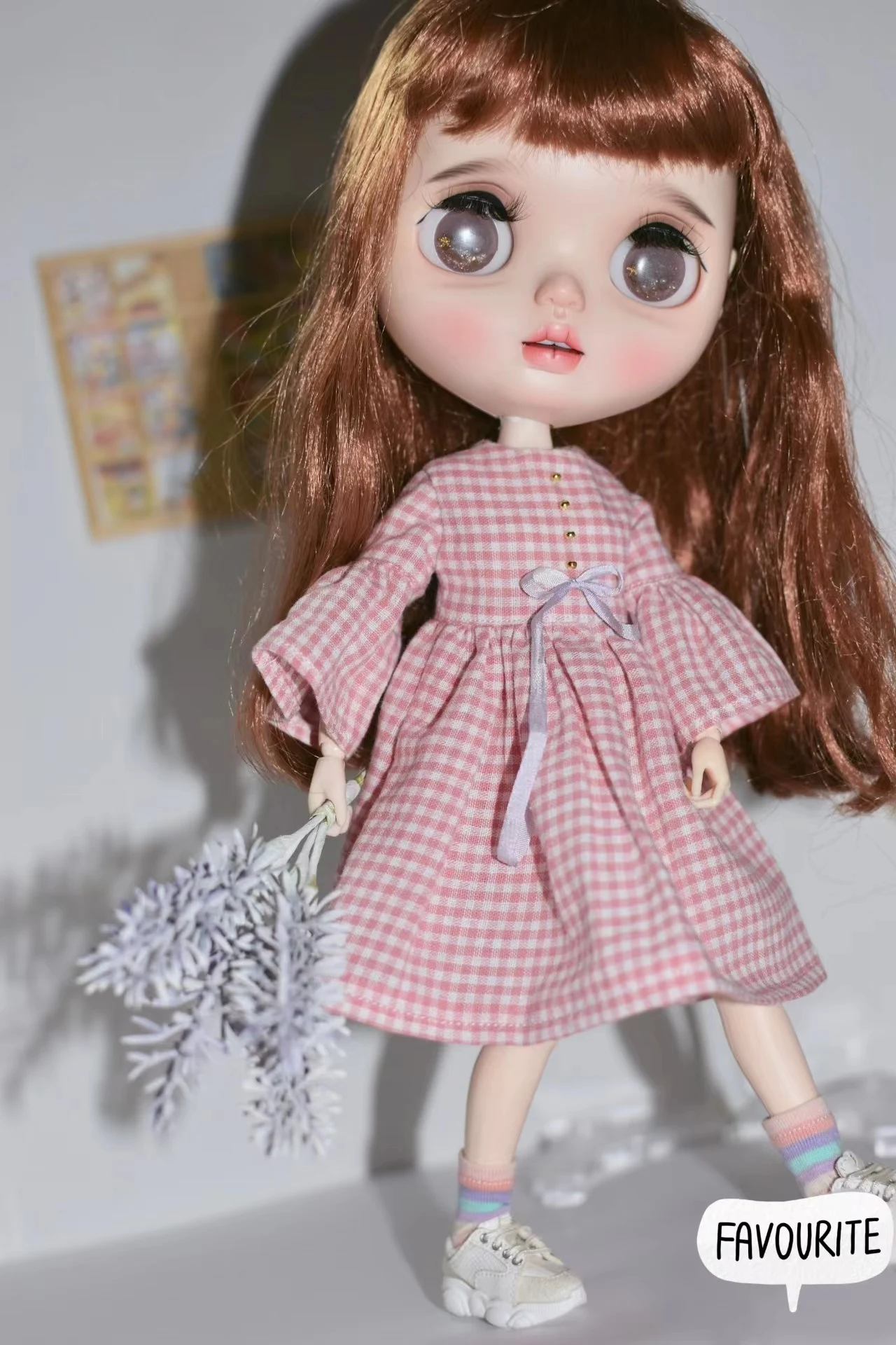 Blythe clothes 1/6  30cm Plaid, flared dress skirt bjd toys cloth (Fit for Pullip,Ob24, Licca)