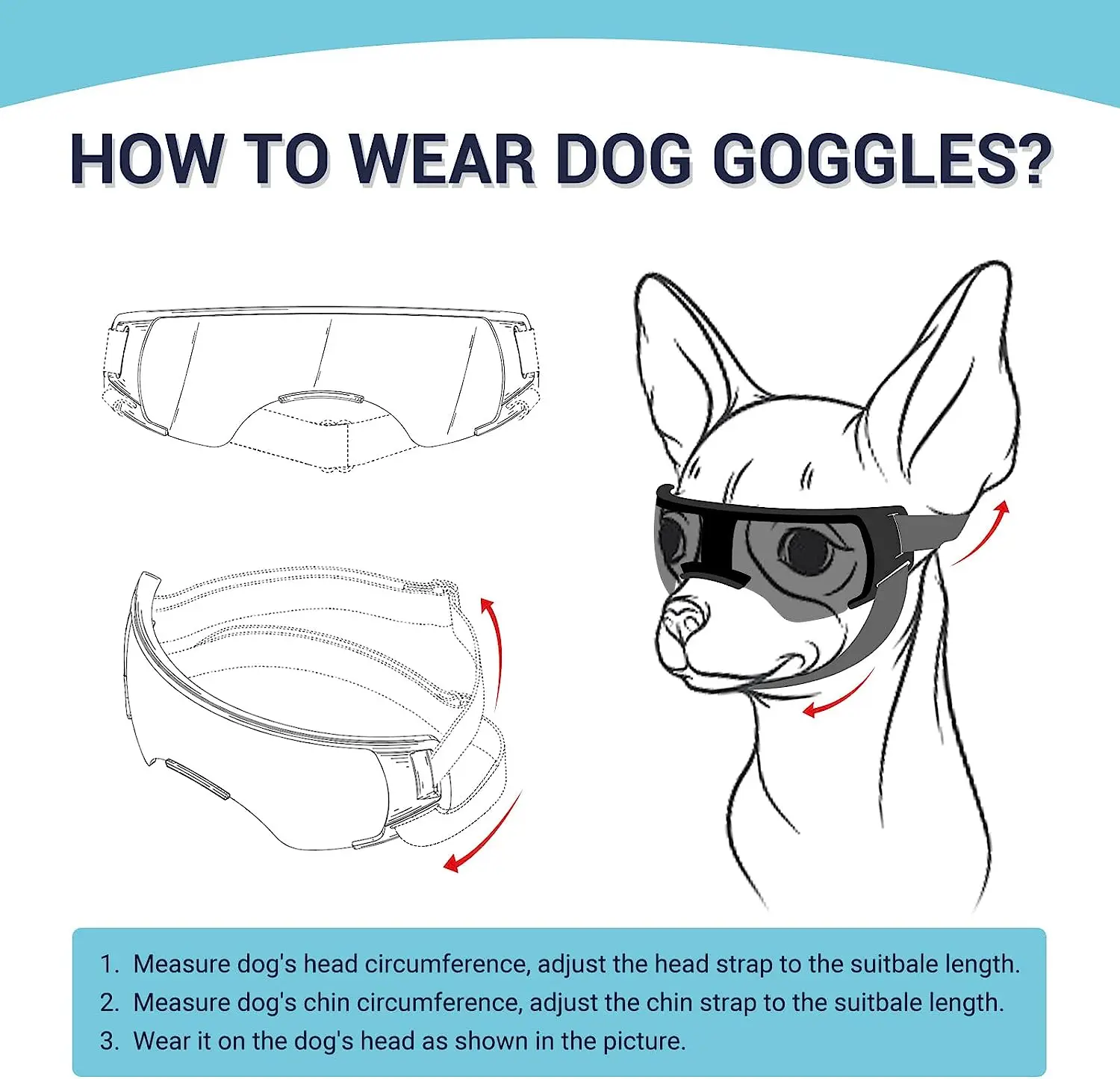 ATUBAN Dog Goggles Sunglasses Small to Medium Breed, Anti-Fog UV400 Lens Puppy Sunglasses, Adjustable Lightweight Doggie Goggles