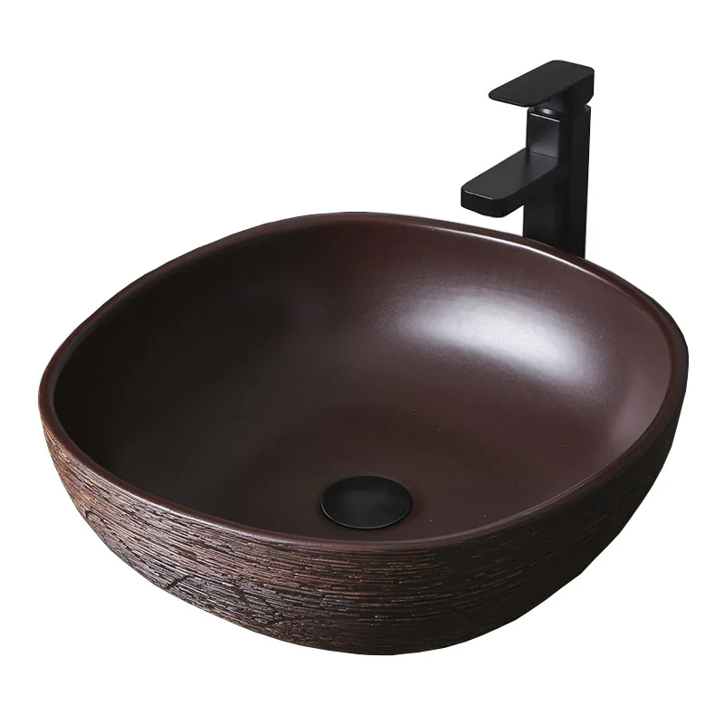 

European ceramic face wash Chinese retro countertop basin wash basin household bathroom balcony wash basin