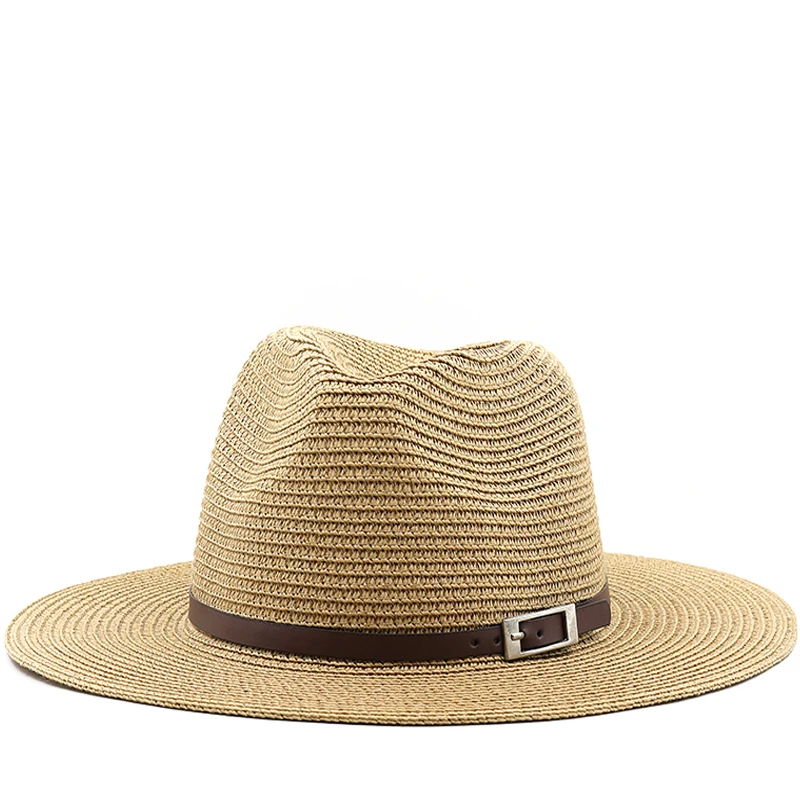 Size 54-56-58 59-60cm New Natural Panama Straw Hat Summer Men Women Wide Brim Beach UV Protection Fedora Sun Hat Wholesale