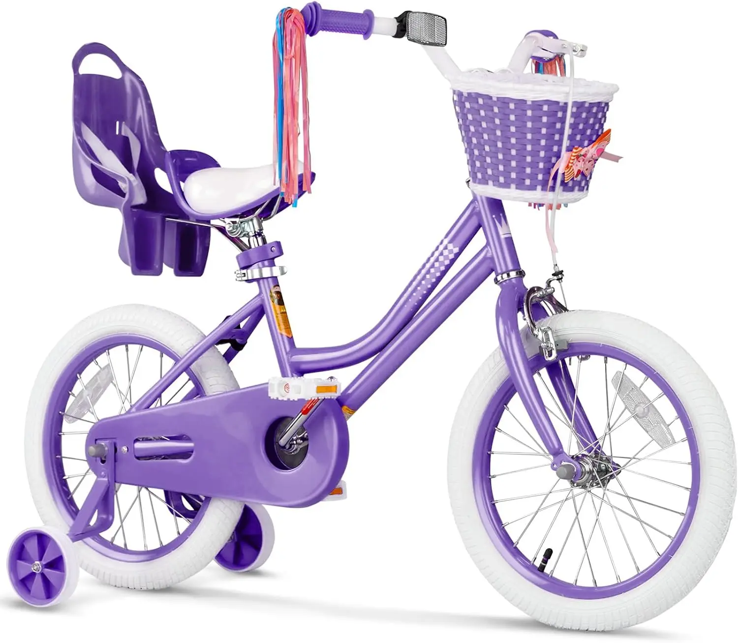 Meisjesfiets Voor 2-12 Jaar Oud Peuters En Kinderen, 16 Inch Kinderfiets Met Mand En Bel Zijwieltjes, Verstelbare Zee