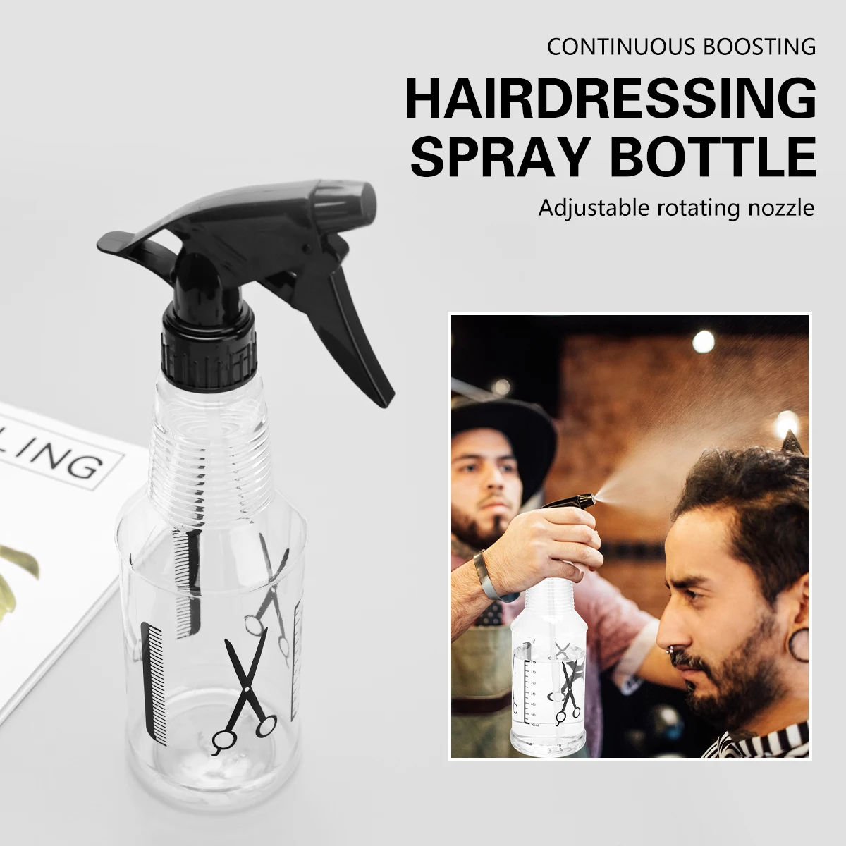 

300ML Spray Bottle Hair Salon Powder Barber Sustainability Refillable Silicone Container Barbershop Styling Tools Accessories