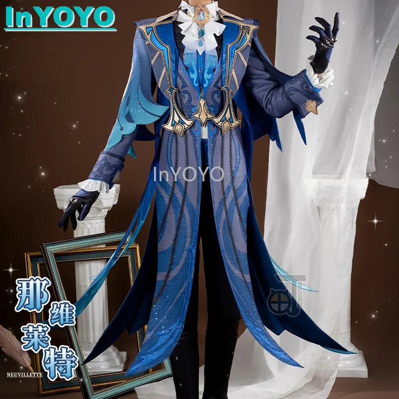 InYOYO Neuvillette Judge Cosplay Costume Genshin Impact Game Suit Noble Handsome Uniform Halloween Carnival Party Outfit For Men