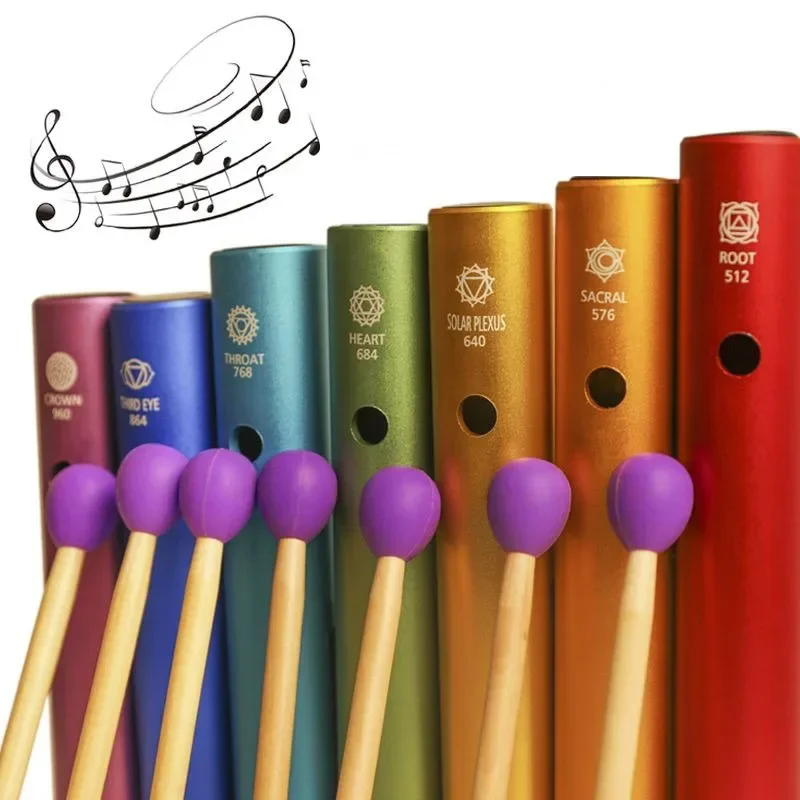 Colorful Wind Chimes 512-960Hz Metal Wah-Wah Tube Percussion Sound Healing Meditation Instrument Education Learning for Children