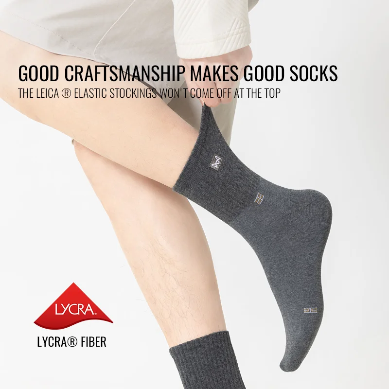 MiiOW Calzini in puro cotone 100% da uomo Business Dress Calzino lungo Nero Bianco Antibatterico Antiodore Calzini sportivi traspiranti