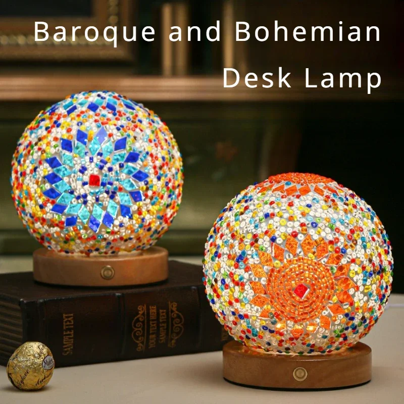 

Baroque Night Light Romantic and Free Bohemian Style Creative Charging Table Light Decorative Glass Light