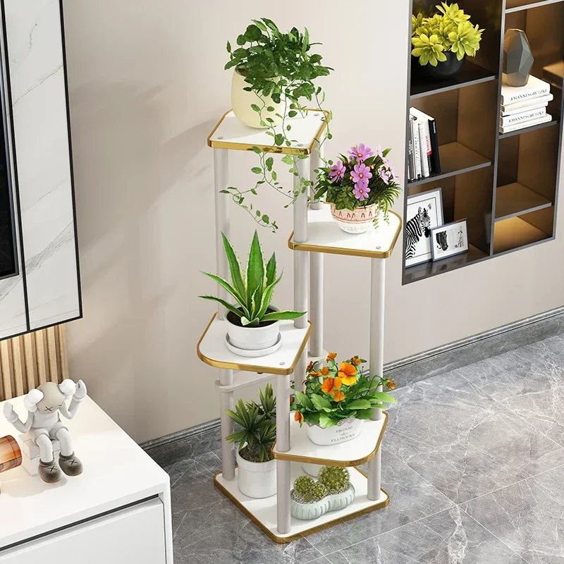 4-5Layer Light Luxury Flower ShelfLiving Room Floor Type Storage Shelves Nordic Indoor Plant Placement Pot Organization Racks