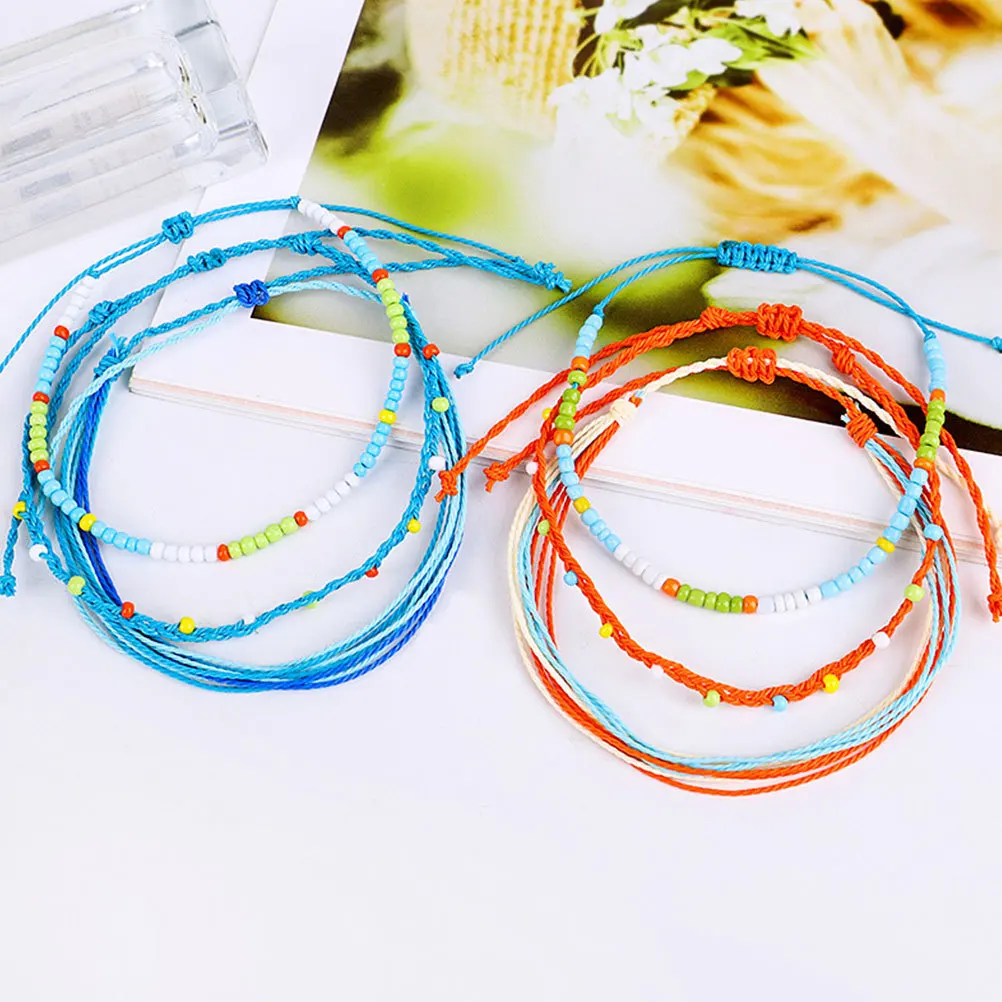 

3Pcs Bohemian Beads Anklet Lightweight Durable Ankle Jewelry for Women Girls Holiday Festival Street Shooting Beads Anklet