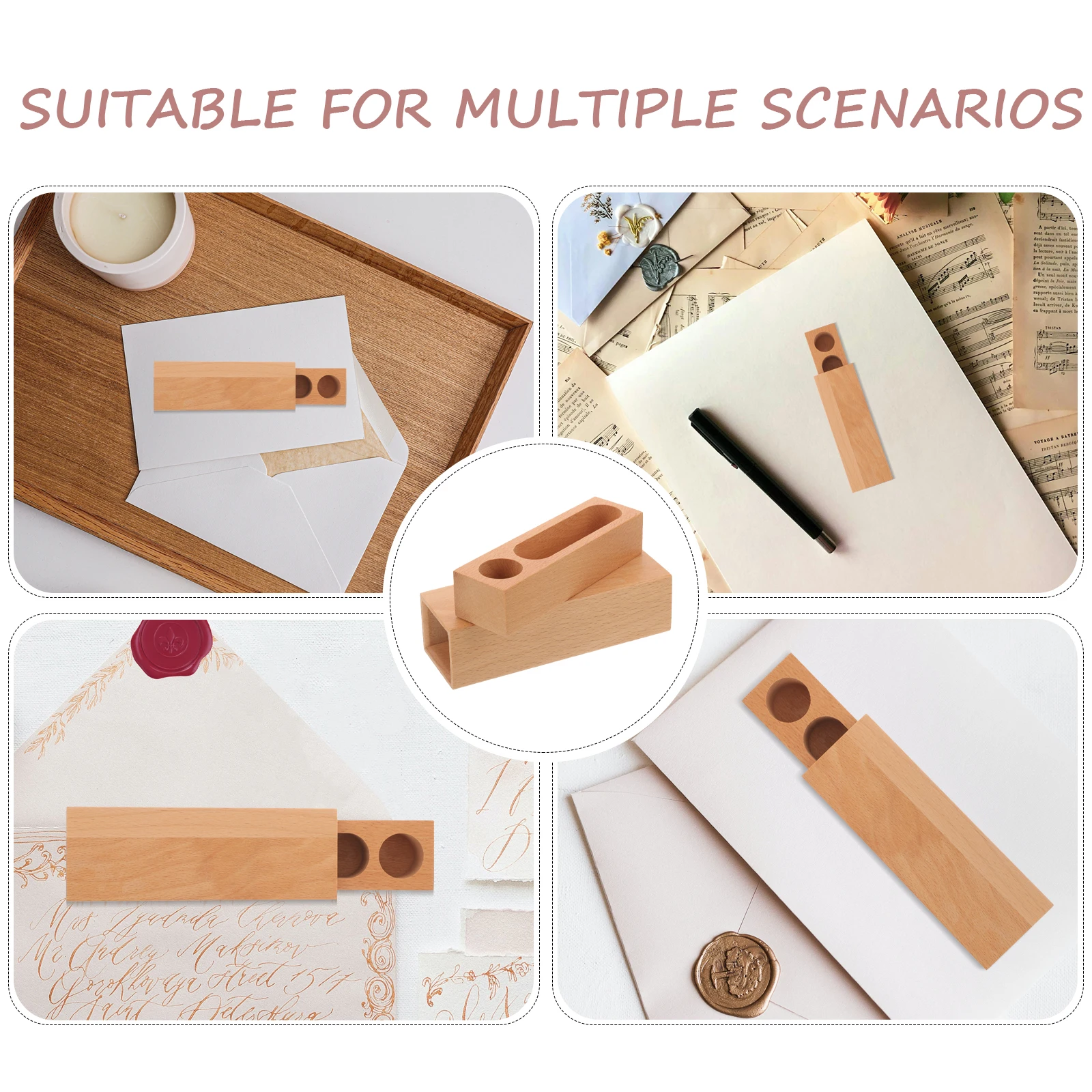 

Wooden Stamp Box Ink Pad Storage Beige Color Student Ample Capacity Travel Office Portable Calligraphy Gift Versatile ganization