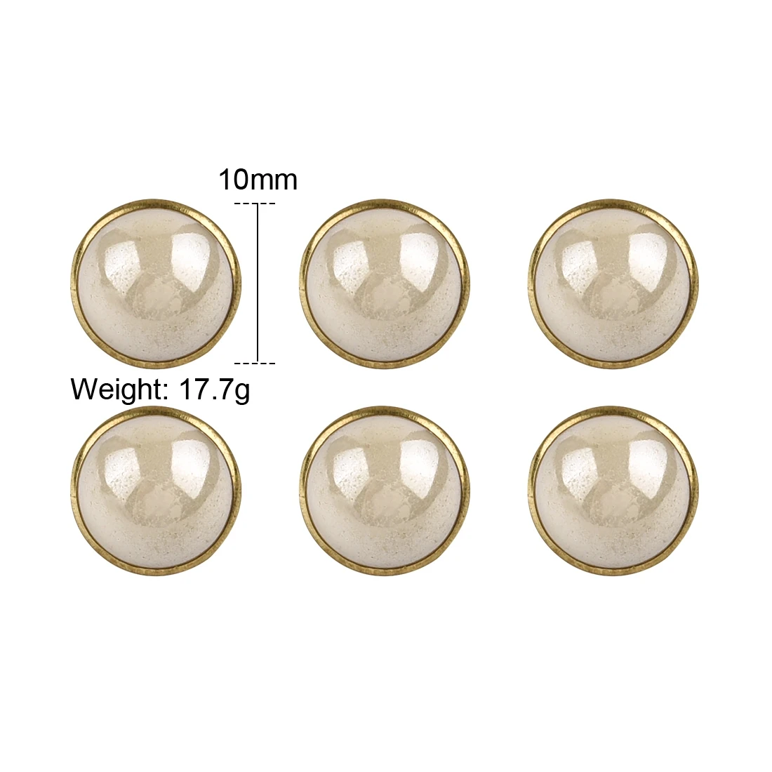 50Pcs/Set White Black Color Pearl Shank Buttons Metal Back 10mm Diameter Sewing Buttons For Clothing Dress DIY Decoration