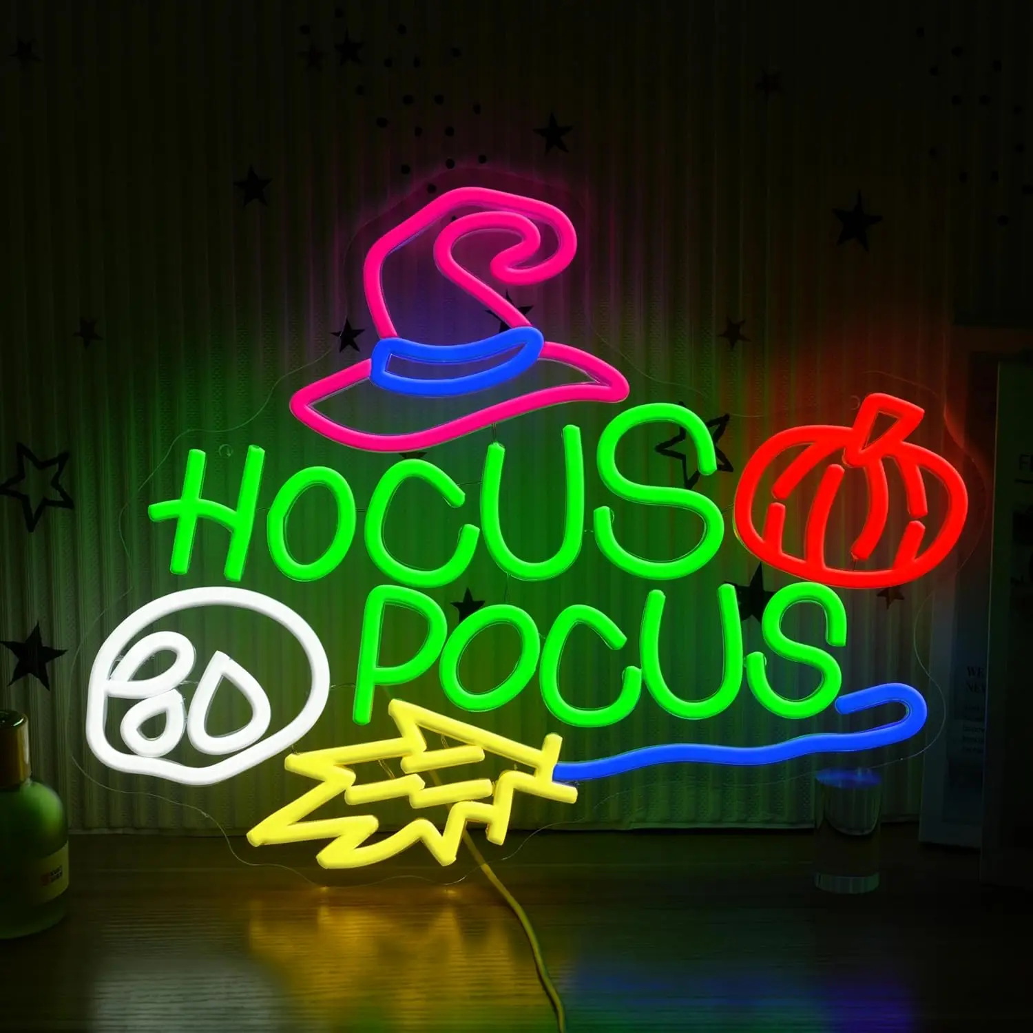 

Hocus Pocus Halloween Neon Sign USB Powered Dimmable LED Neon Light for Bedroom Party Club Game Room Decor Personzalized Gift