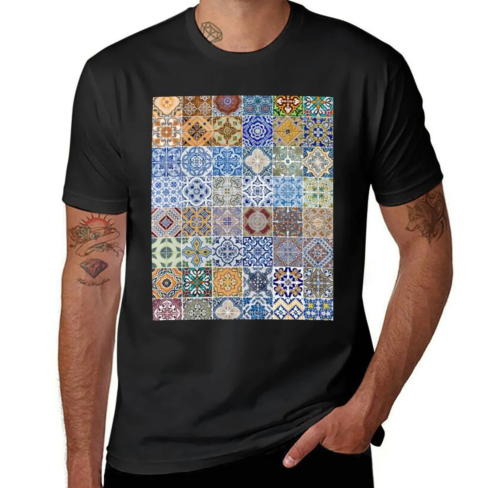 Set of 48 ceramic tiles patterns T-Shirt oversizeds customizeds mens champion t shirts