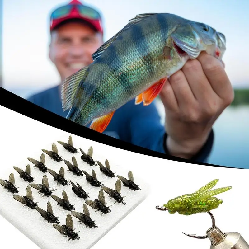 Fly Fishing Bait 20PCS Panfish Lures Set Colorful Hook & Dry Bait Vivid Realistic Baits Lures Kit Fishing Supplies For