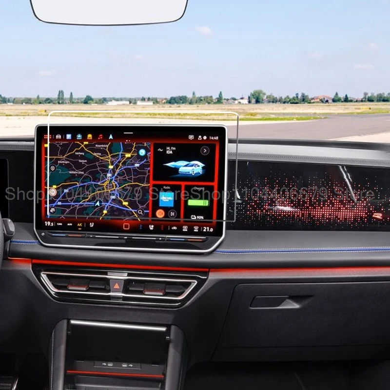 طبقة رقيقة واقية من الزجاج المقسى لشركة فولكس فاجن تيجوان 3 2024 2025 12.9 بوصة أو 15 بوصة نظام تحديد المواقع والملاحة شاشة LCD ملحقات مضادة للخدش #4