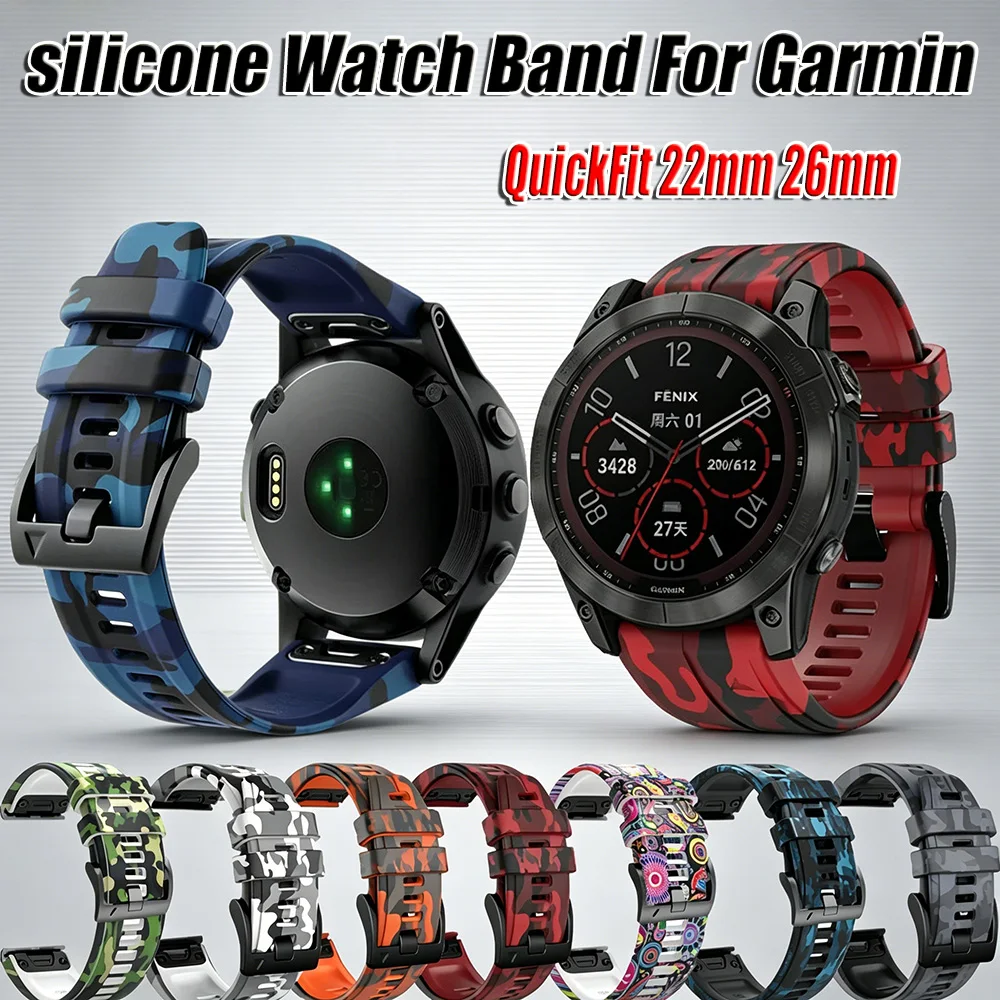 QuickFit 22mm 26mm Silikon-Uhrenarmband für Garmin Fenix 8 47mm 51mm 7 7X 6 6X 5 5X Epix Gen 2 Enduro 2 3 Tactix 7 Sport-Armband