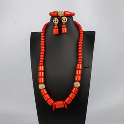 Artificial Coral Beads Bridal Jewelry Sets Traditional Nigerian Wedding African Beads Jewelry Necklace Set Free Shipping ABS201