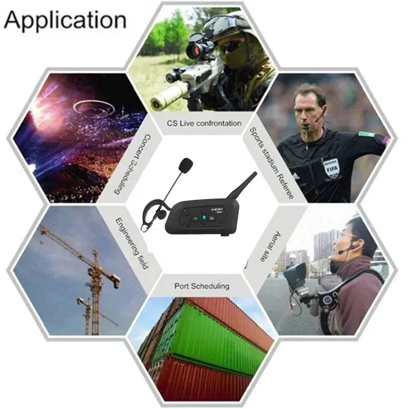 XINOWY 1-4PCS V4C Full-Duplex Football Coach Referee Intercom Headset Communication System 1200m Bluetooth Interphone Earphone