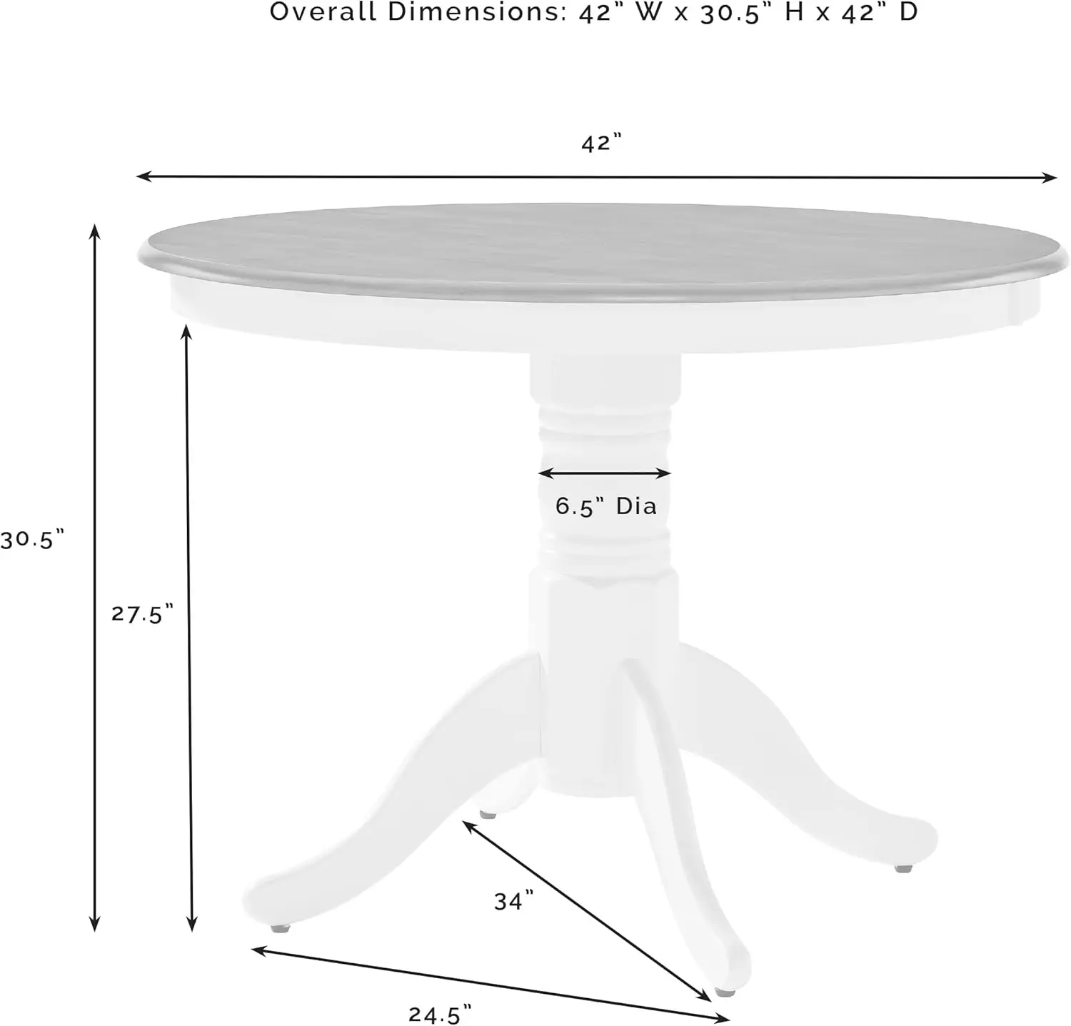 Furniture Shelby Dining Table, Round, Distressed White