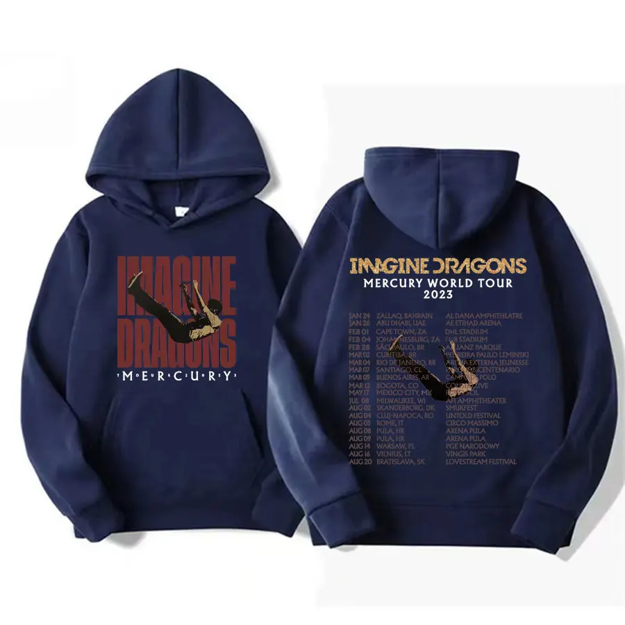 Imagine Dragons Loom Tour Graphic Hoodie Men Women 90s Retro Hip Hop Fashion Oversized Sweatshirt Casual Fleece Pullover Hoodies