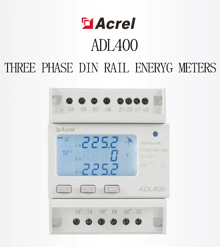 Acrel ADL400 3 Phase Power Meter RS485 Modbus 35mm Din Rail Multi Tariff Analysis for Energy Management MID Certificate