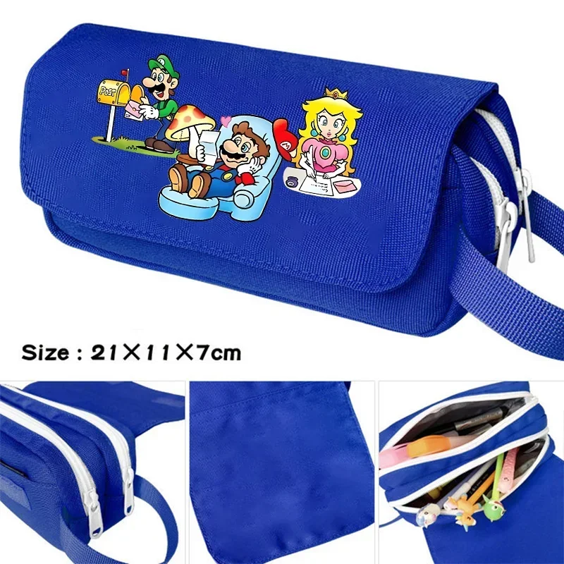 Estuche para lápices de Super Mario Bros, artículos de papelería de la princesa Peach Luigi, bolsas portátiles bonitas Kawaii, suministros para el regreso a la escuela, regalos para fiestas
