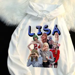 Blackpink الطرفية روز بارك Caiying سترة عادي للنساء فضفاضة سترة مقنعين للجنسين أزياء الشارع الخريف والشتاء الجديد أعلى 6 مبيعا مطرقة سوداء وردية - رقم 1