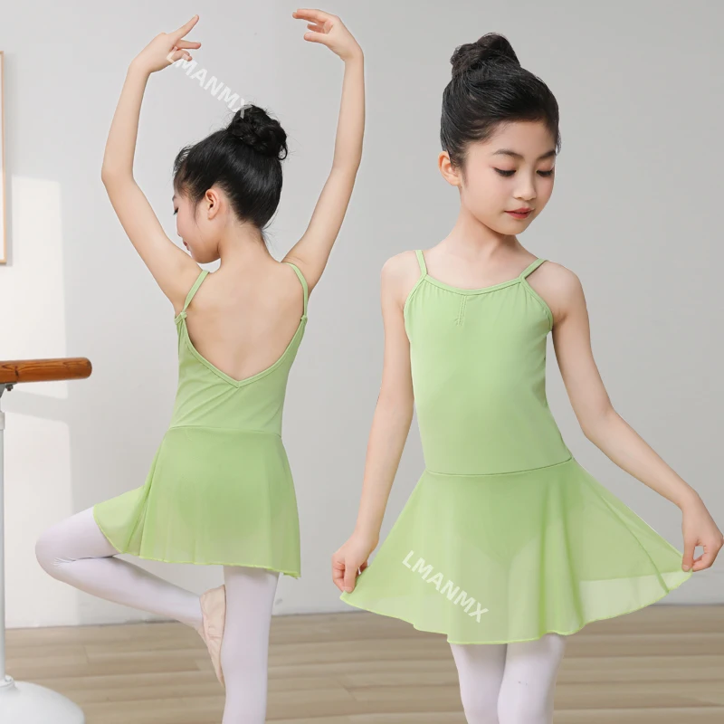 新しいスタイルの子供用中国舞踊サスペンダージャンプスーツバレエスカート長袖女の子ダンス服