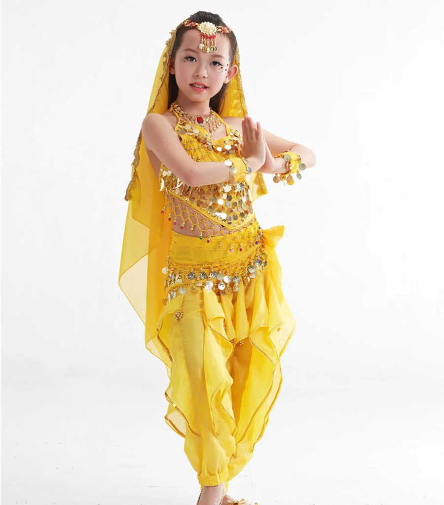 Conjunto de vestido de danza del vientre para niños y niñas, traje de bollywood, indio egipcio, oriental, ropa