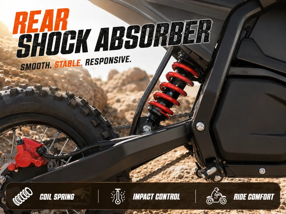 M5 Electric Bike for Adults 2600W Peak 30MPH Max Speed 48V 20Ah Lithium Battery 25 Mile Range All-Terrain Off-Road Electric Motorcycle  Tires Inverted Front Fork Rear Shock Absorber Hydraulic Disc Brakes Chain Drive E-Dirt Bike for Off-Road image 7