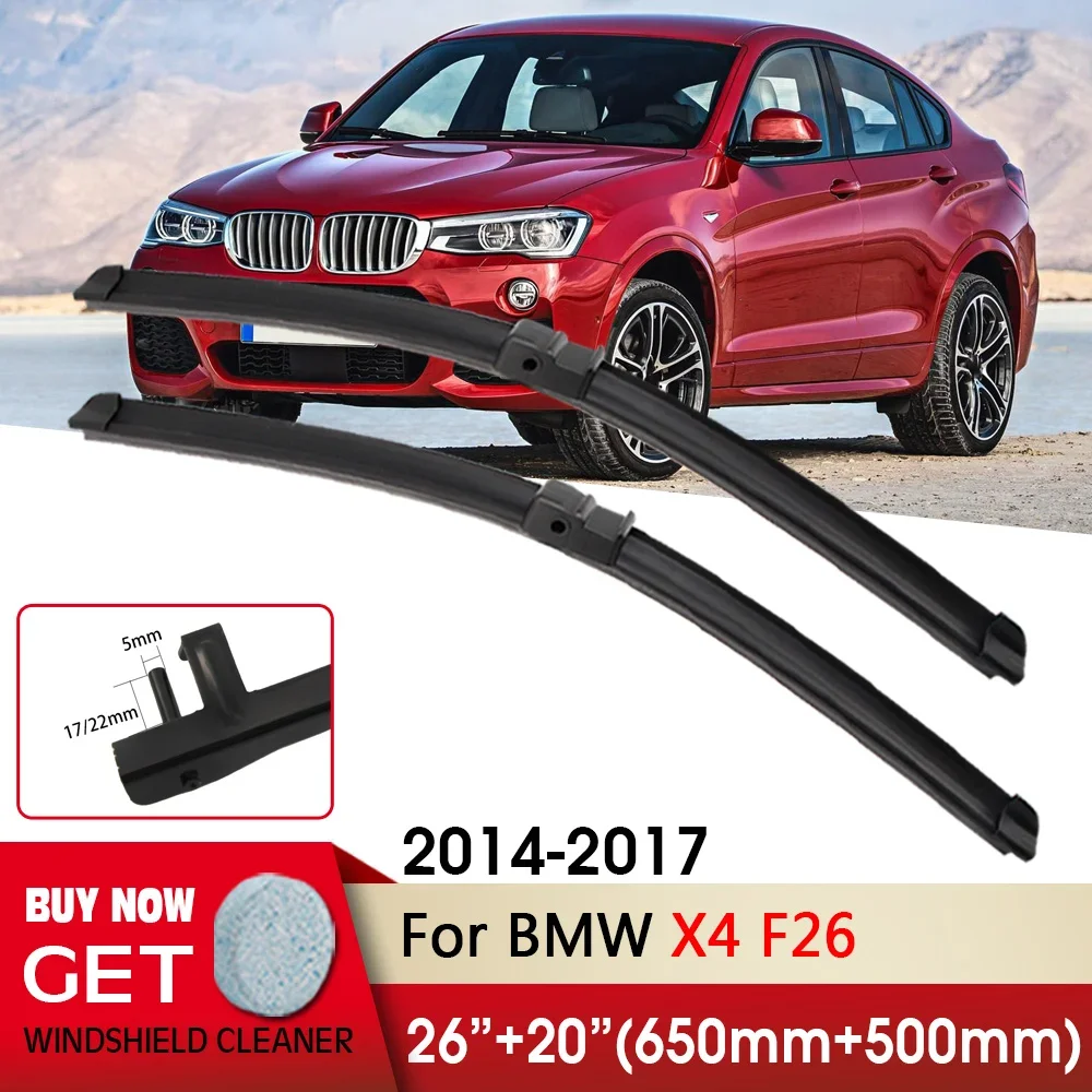 

Car Wiper RHD & LHD Front Wiper Blade 26"+20" For BMW X4 F26 2014-2017 Fit Side Pin Arm Windshield Windscreen Front Window