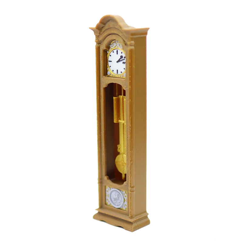 1/12 Retro Standing Clock Grandfather Clock Model Dollhouse Living Room Furniture Decoration Doll House Scene Ornament