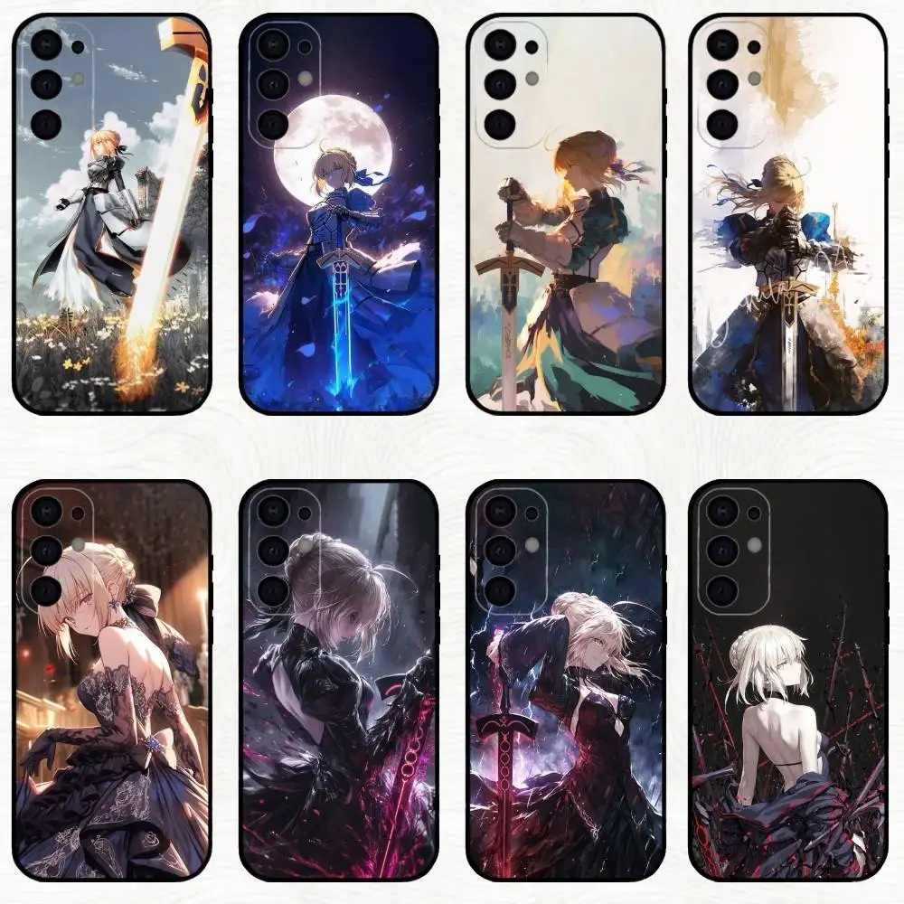 S-Saber Fate Fanart Handyhülle für Samsung S25, S24, S21, S22, S23, S30, Ultra, S20, Plus, andere weiche schwarze Hülle