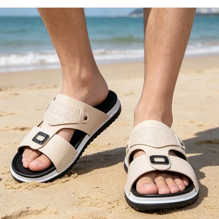 Herren-Sommer-Slipper, bequem, atmungsaktiv, modisch, schlicht, für den Außenbereich, verschleißfest, weiche Unterseite, lässige Sandalen-DH5306 – Detail 5