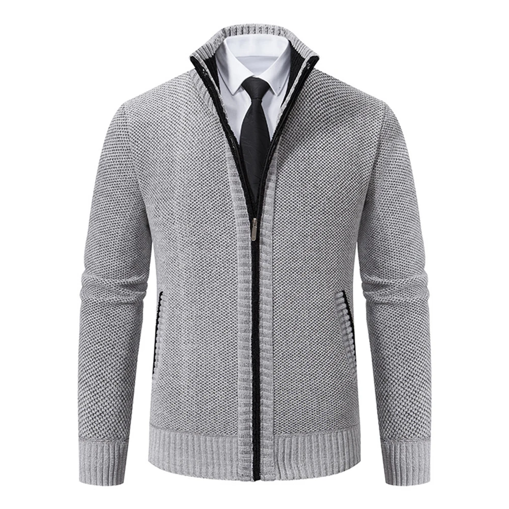 2024 Fashion  Long-sleeved Stand-up Collar Splicing Casual Versatile Jacket Men