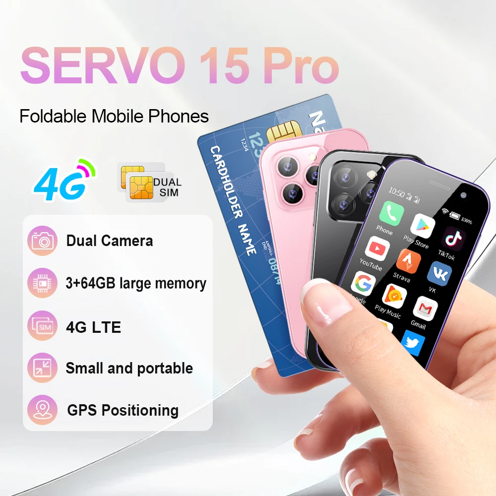 SERVO 4G Global Super Mini Smartphone Dual SIM Standby Android 9.0 System OTG Play Store WiFi Hotspot Cute Phone 2000mAh Battery