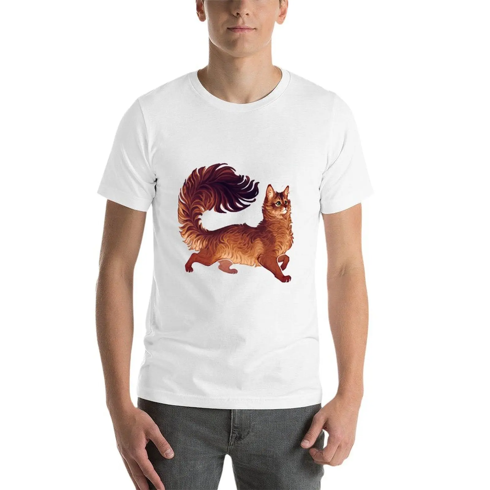 قميص قطني تي شيرت رجل قطة رجل تي شيرت قطن رجل ثقيل تي شيرت قطن صومالي