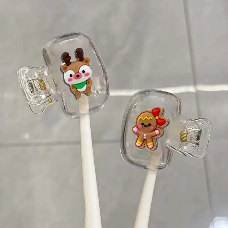 

2/4/6pcs Christmas Toothbrush Head Covers Travel Toothbrush Head Protective Cap Portable Storage Clip Gifts