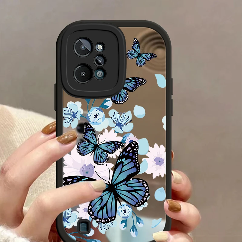 Butterfly  Fasion For Realme GT Neo 7 8 C55 C35 C31 C21 C20 C15 C12 C11 GT Neo2 I Y X XT 5G Pro Makeup Mirror Coque Cover Funda