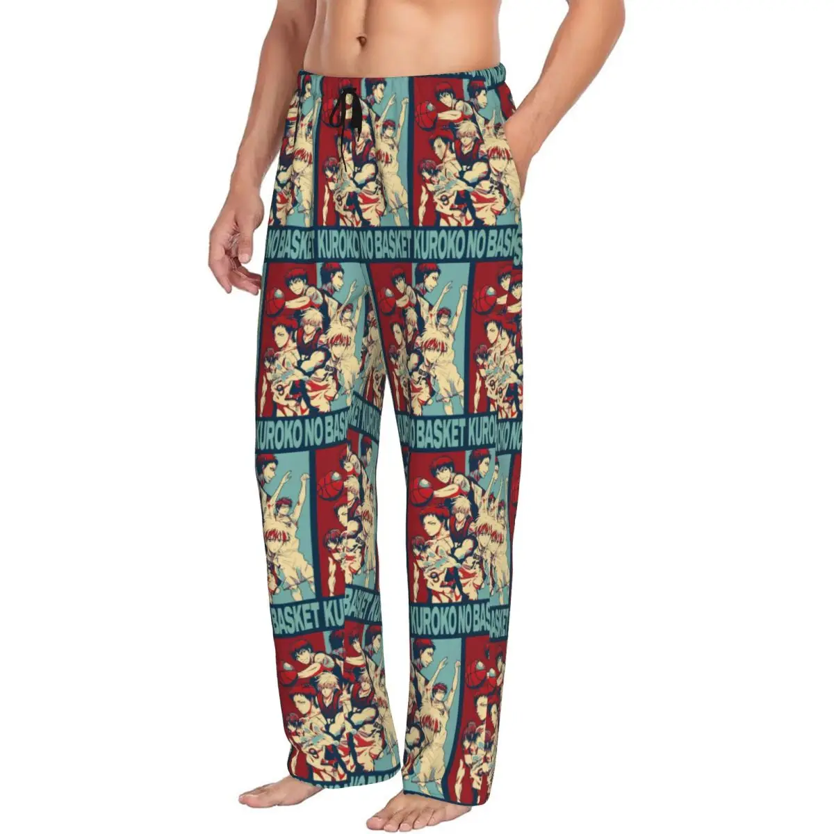 Baloncesto personalizado Kuroko No Basket Anime hombres pantalones de pijama salón dormir ropa de dormir pantalones con bolsillos