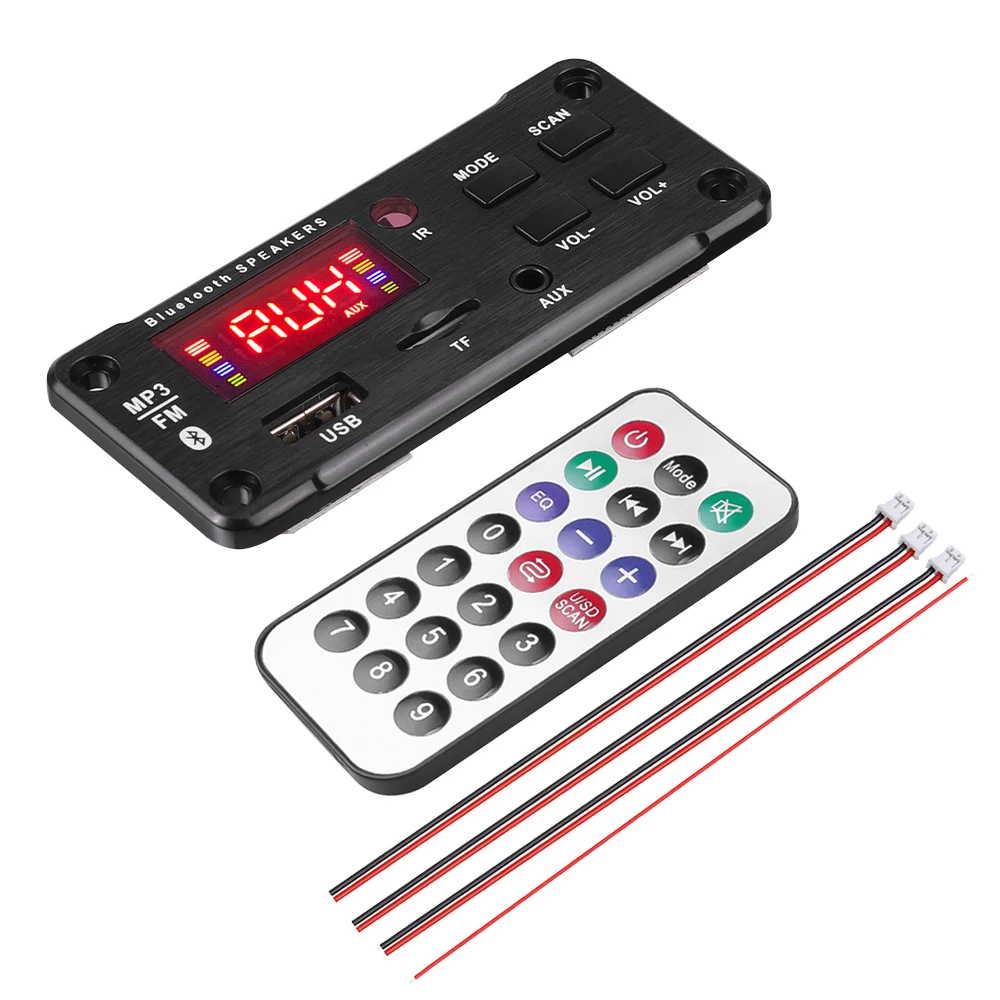Kebidu DC 5V 12V MP3 Decoder Board Bluetooth Car Kit USB MP3 Player Support WMA WAV TF Card Slot / USB / FM With Color Screen