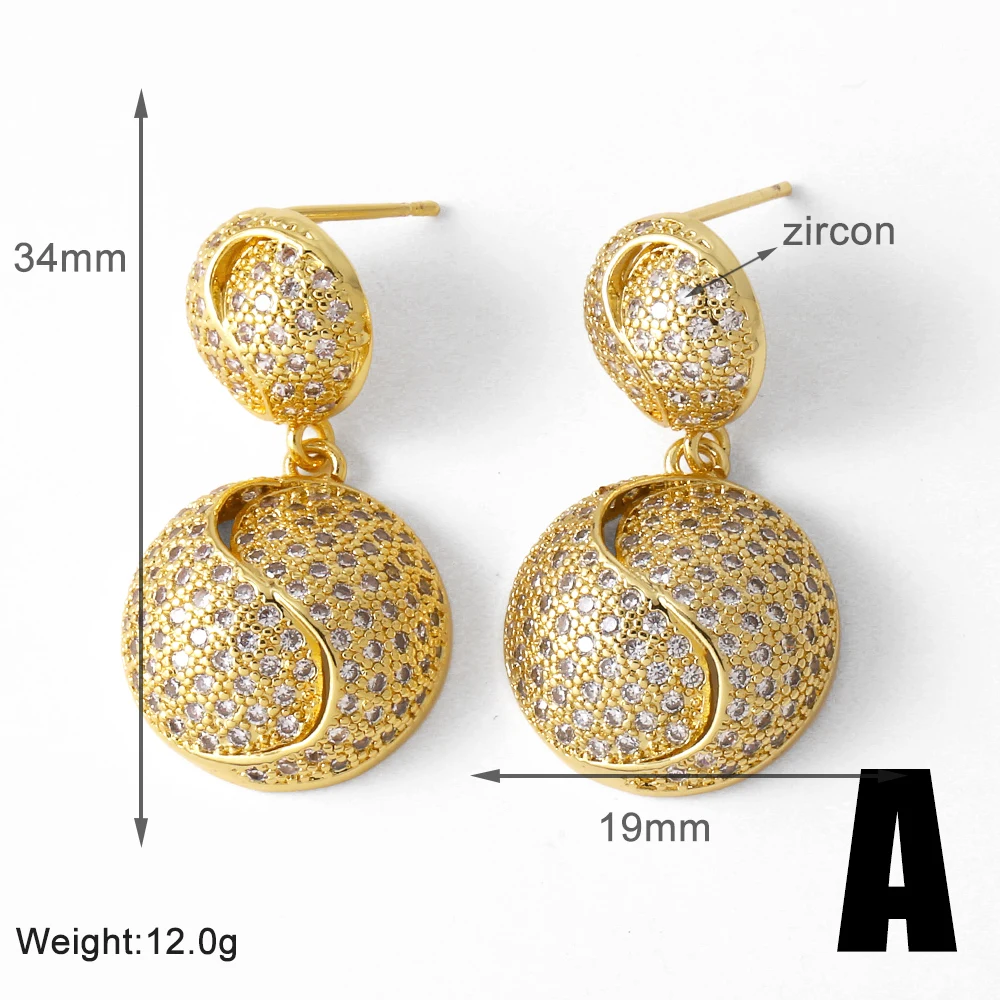 FLOLA Luxury Clear Crystal Heart Earrings for Women Gold Plated Round Dangle Earrings CZ Jewelry Gifts ersa145