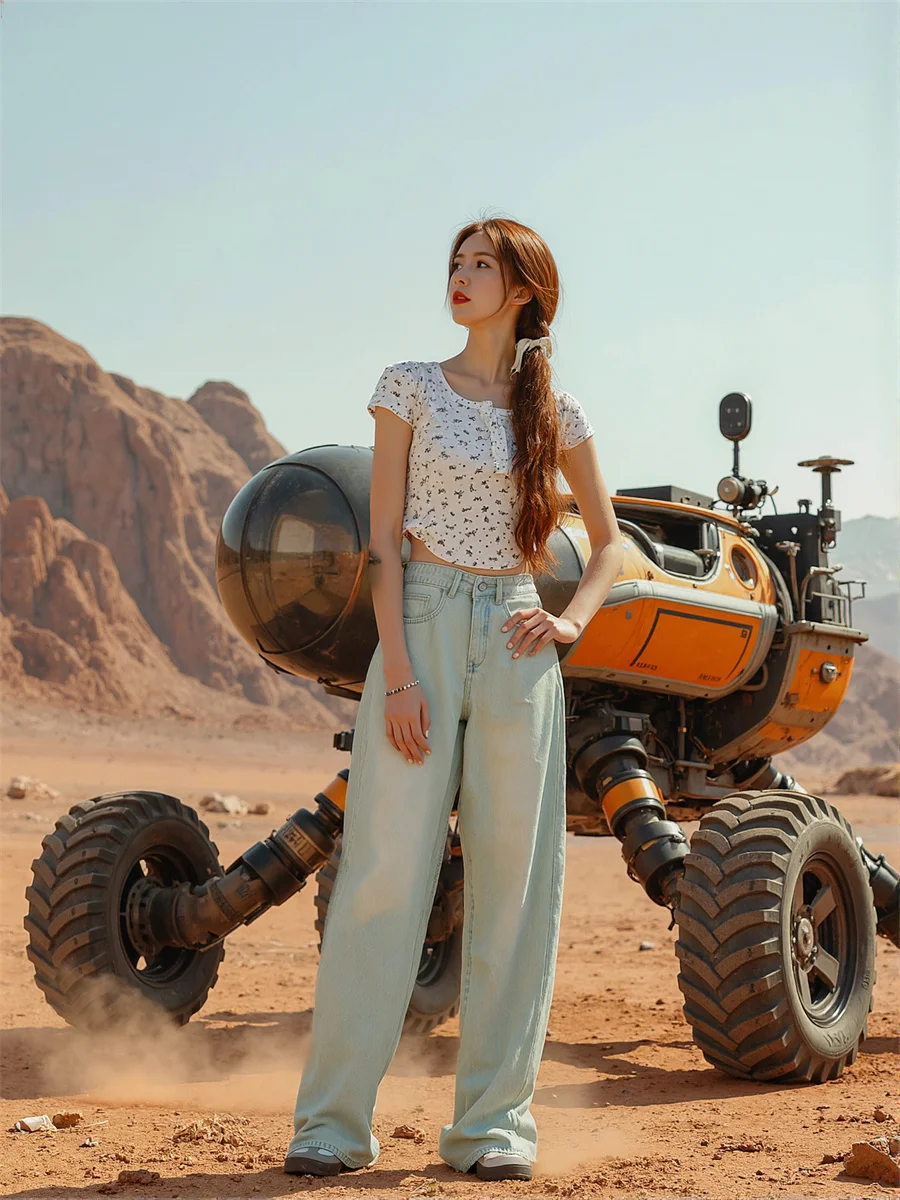 Damskie szerokie jeansy z efektem zniszczenia, elastyczne, zapinane na zamek, spodnie z przetarciami, plisowane, typu barrel, szykowne, modne ubrania z kieszeniami.