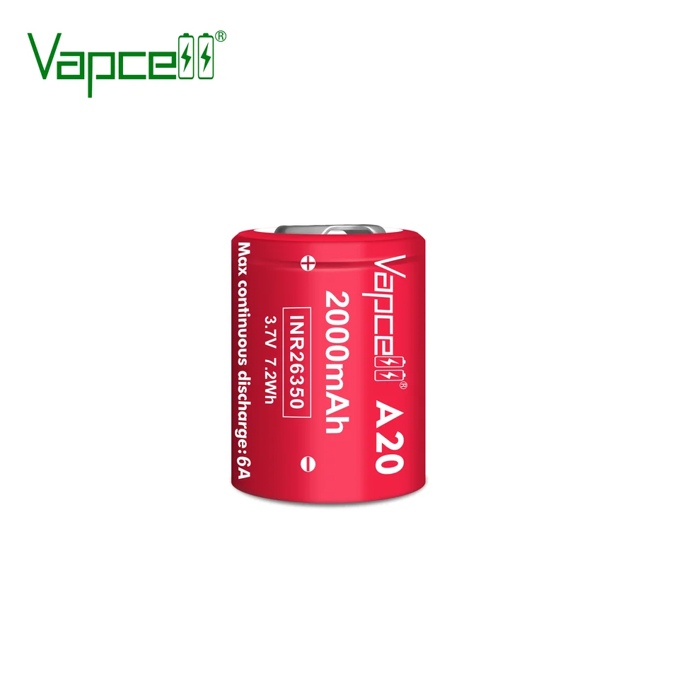 Original Vapcell A20 INR 26350 2000mah 6A Rechargeable Battery 26350 3.7V High Capacity LI-ION Batteries For Flashlight Tools